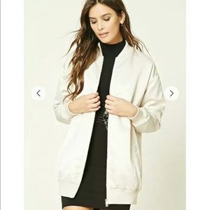 Forever 21 Longline Champagne Color Bomber Jacket